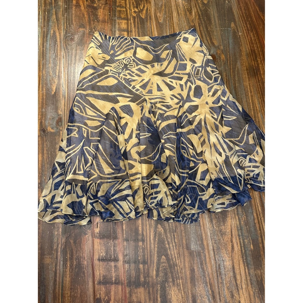 Ralph Lauren‎ Abstract Print Chiffon Midi Skirt Flowy Lightweight Summer Medium